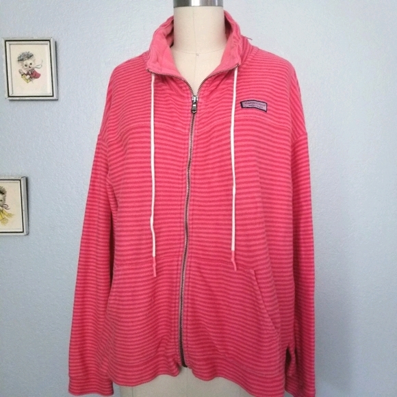 Vineyard Vines Tops - Vineyard vines striped zip up sweatshirt pink
